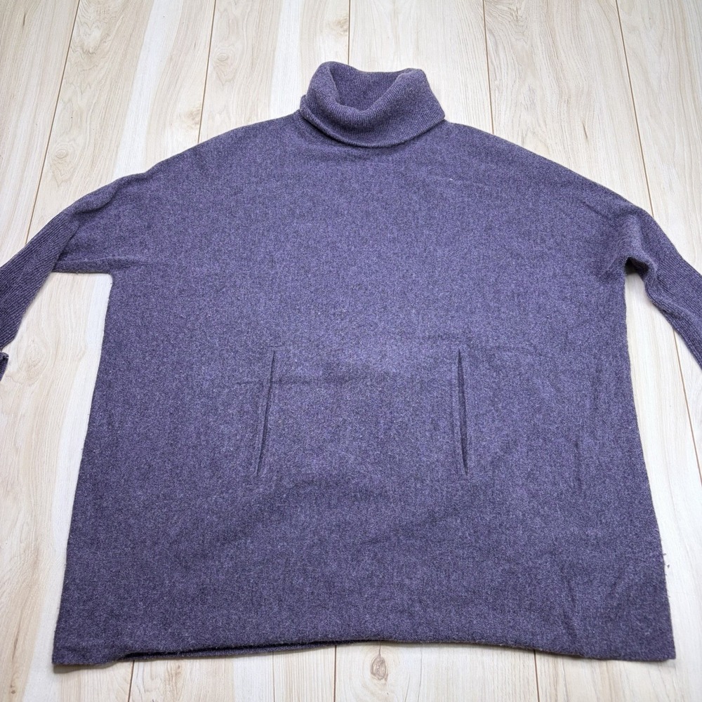 Garnet Hill Women's Oversized Turtleneck Cashmere Wool Sweater Purple Small - Picture 10 of 14